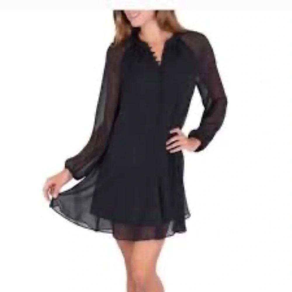 NWT New Joie Balloon Sleeve Dress, Caviar black color, MSRP $378 - Picture 2 of 9